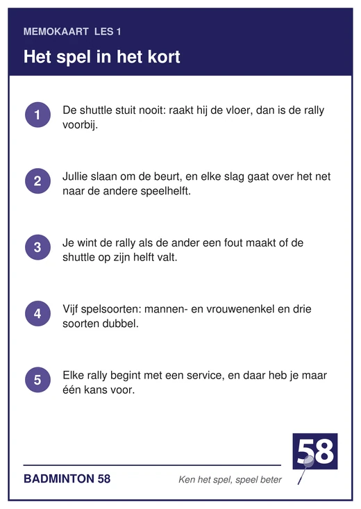Memokaart van les 1