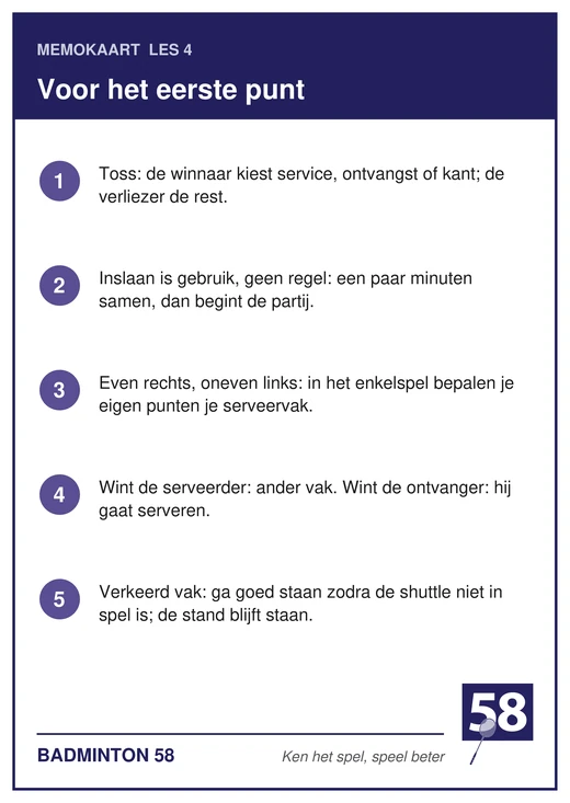 Memokaart van les 4