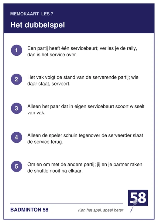 Memokaart van les 7