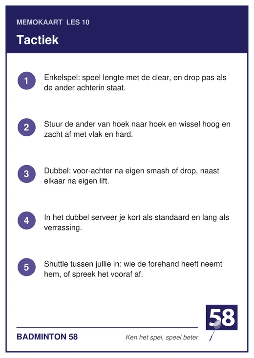 Memokaart van les 10