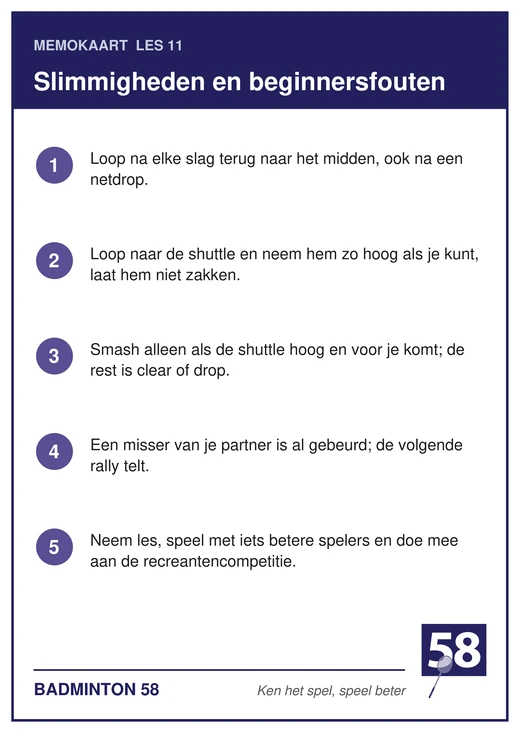 Memokaart van les 11